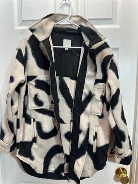 Joie Black and Cream Patterned Wool Jacket